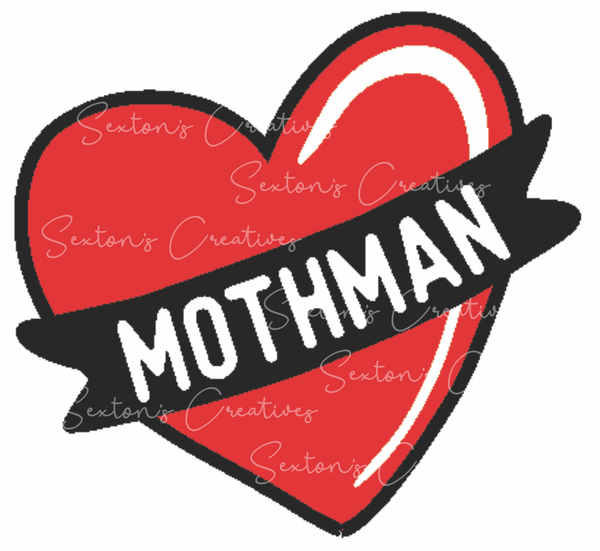 Classic Heart Mothman Sticker